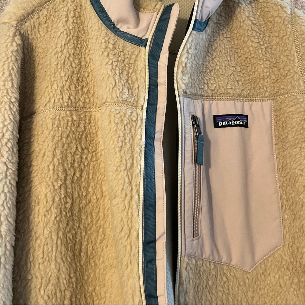 Women's Classic Retro-X® Fleece Jacket Size extra large color natural with blue - Picture 11 of 15